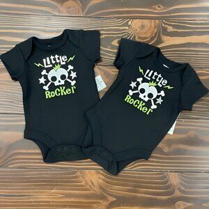 5/$20 NEW 2Pk GOT TWINS? NB Black LITTLE ROCKER Bodysuits-Mohawk